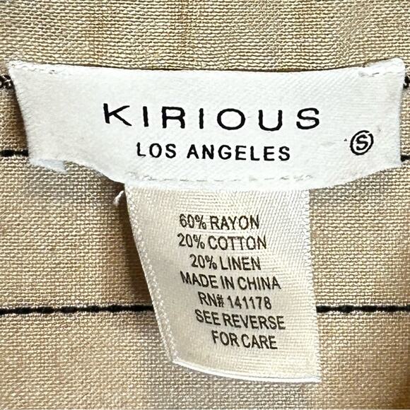 Kirious Los Angeles Button Down Shirt Women's Size Small Stripes Natural Neutral - Picture 3 of 3